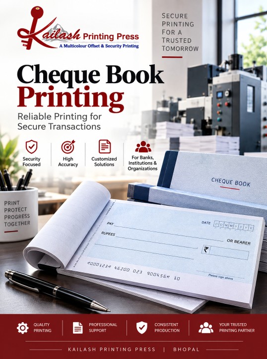 Cheque book printing services at Kailash Printing Press in Bhopal