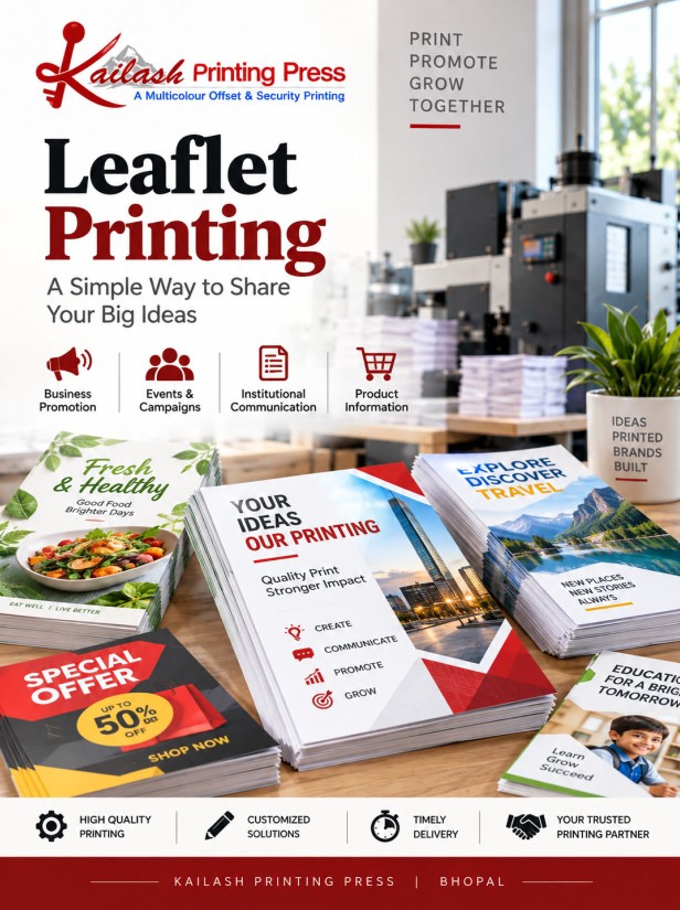 Leaflet printing services at Kailash Printing Press in Bhopal