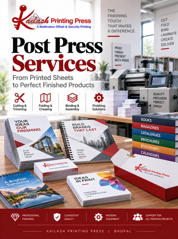 Post press printing finishing services at Kailash Printing Press in Bhopal