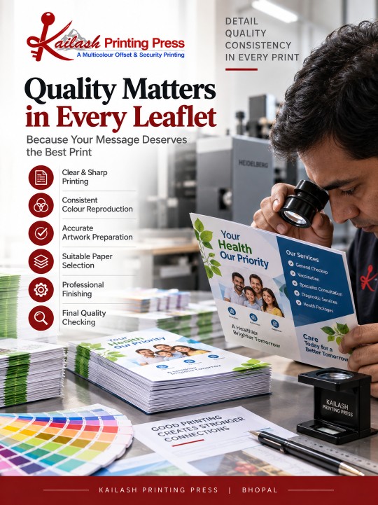 Professional leaflet printing and finishing at Kailash Printing Press